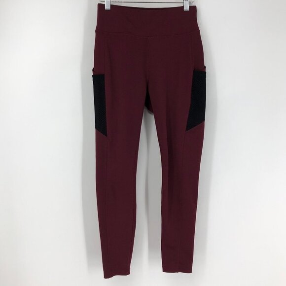 Pop Fit Athletic Leggings with Two Large Side Pockets Burgundy Size Medium - Picture 12 of 12